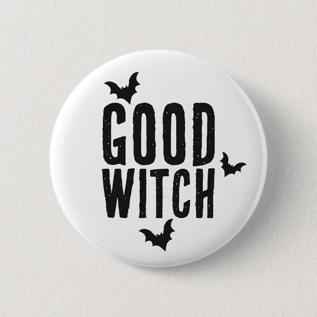 Good Witch, Bats, Halloween Button (Front)