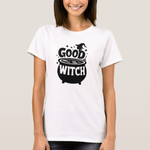 Good Witch Black and White Womens Halloween T-Shirt
