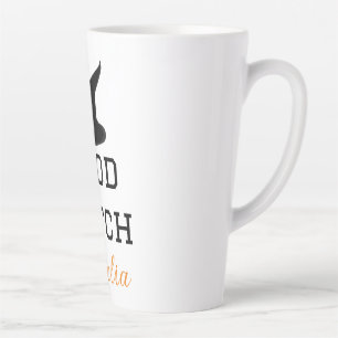 Good witch black hat halloween add name female spo latte mug