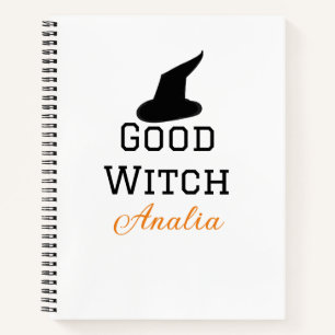 Good witch black hat halloween add name female spo notebook