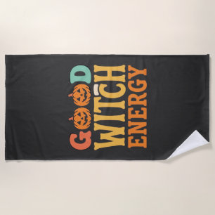 Good Witch Energy Halloween Pumpkin Design_1 Beach Towel