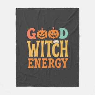 Good Witch Energy Halloween Pumpkin Design_1 Fleece Blanket