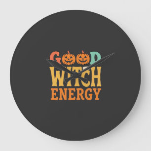 Good Witch Energy Halloween Pumpkin Design_1 Large Clock