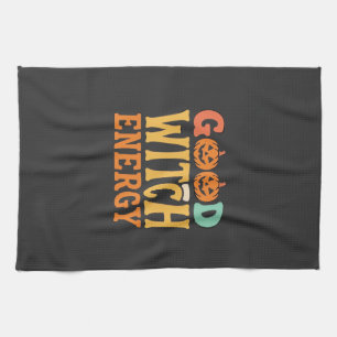 Good Witch Energy Halloween Pumpkin Design_1 Tea Towel