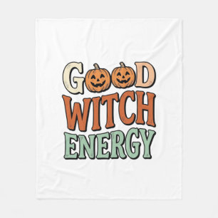 Good Witch Energy Vintage Halloween Vector Design_ Fleece Blanket