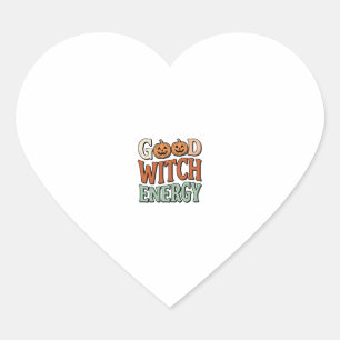 Good Witch Energy Vintage Halloween Vector Design_ Heart Sticker