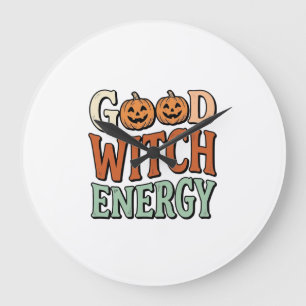 Good Witch Energy Vintage Halloween Vector Design_ Large Clock
