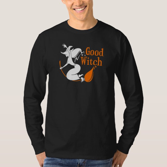 Good Witch Flying On Broomstick T-Shirt (Front)