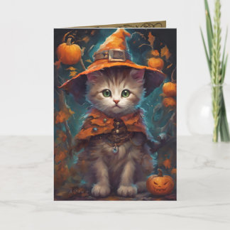 Good Witch Kitten, Cute Halloween Cat Greeting Card