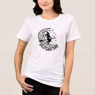 Good Witch Vibes Modern Halloween Moon Script Tri-Blend Shirt