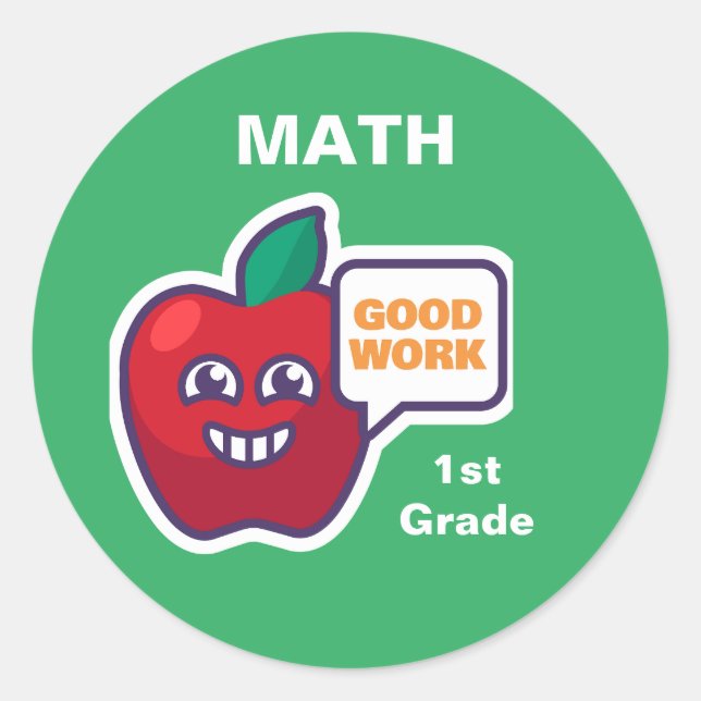 Good Work! Student Math Award Sticker Customise (Front)