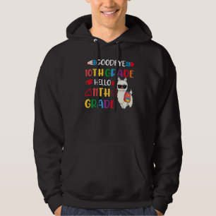 Goodbye 10th Grade Hello 11th Grade Llama Girls 20 Hoodie