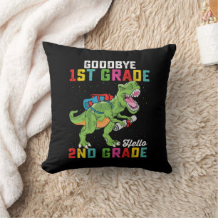 Goodbye 1st Grade Hello 2nd Grade T Rex Dinosaur Cushion