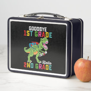 Goodbye 1st Grade Hello 2nd Grade T Rex Dinosaur Metal Lunch Box