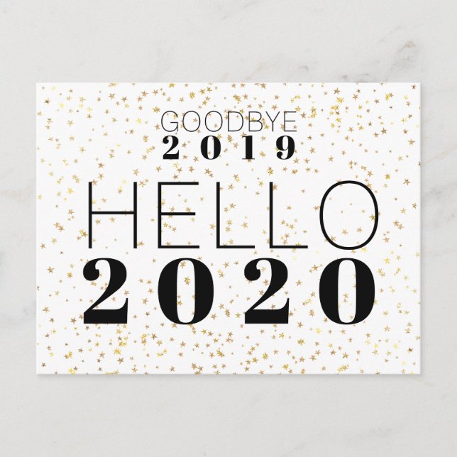 Goodbye 2019 Hello 2020 Happy New Year Confetti Holiday Postcard (Front)