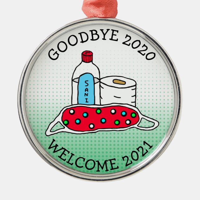 Goodbye 2020, Welcome 2021 Christmas Metal Tree Decoration (Front)