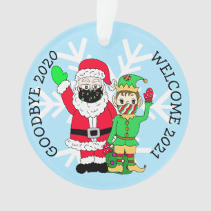 Goodbye 2020 Welcome 2021 Santa Facemask Christmas Ornament