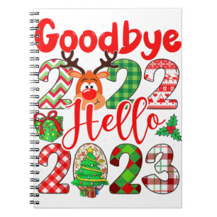 Goodbye 2022 Hello 2023 Cute Christmas Leopard Notebook