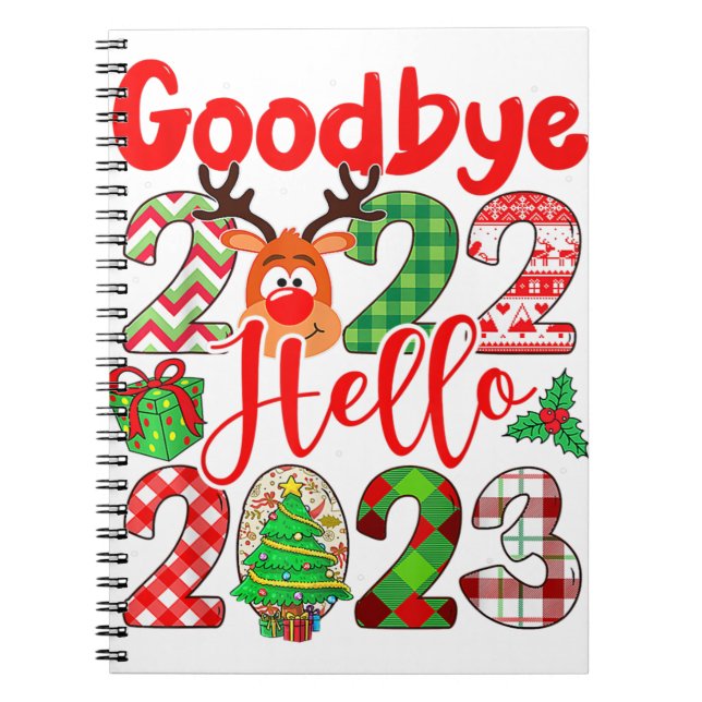 Goodbye 2022 Hello 2023 Cute Christmas Leopard Notebook (Front)