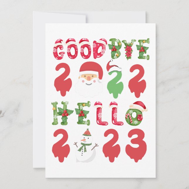 Goodbye 2022 Hello 2023 Happy New Year Christmas  Invitation (Front)