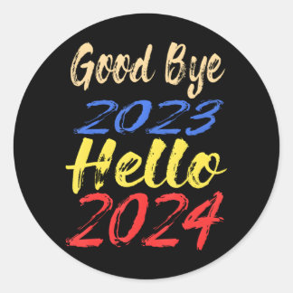 Goodbye 2023 Hello 2024 Christmas Happy New Classic Round Sticker