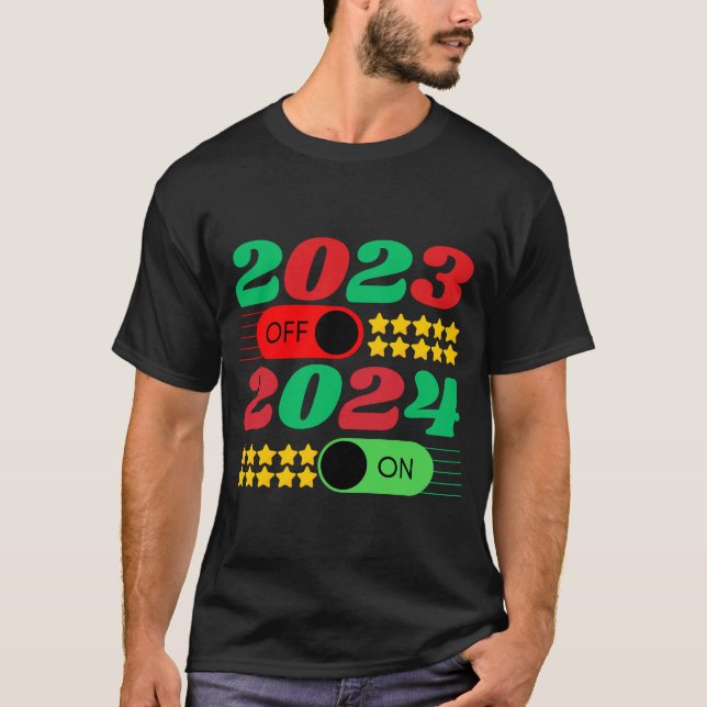 Goodbye 2023 Hello 2024 Christmas New Year 2024 T- T-Shirt (Front)