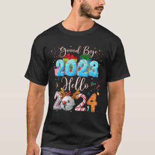 Goodbye 2023 Hello 2024 Christmas Xmas Happy New Y T-Shirt
