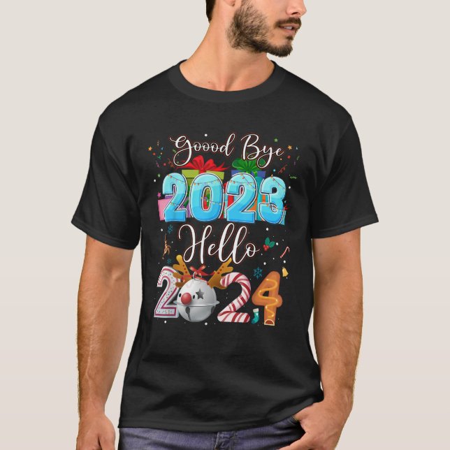 Goodbye 2023 Hello 2024 Christmas Xmas Happy New Y T-Shirt (Front)