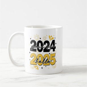 Goodbye 2024 Hello 2025 Fireworks Happy New Years Coffee Mug