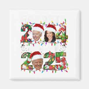Goodbye 2024 Hello 2025 Funny Christmas Trump Happ Magnet
