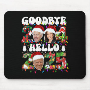 Goodbye 2024 Hello 2025 Funny Christmas Trump Happ Mouse Mat