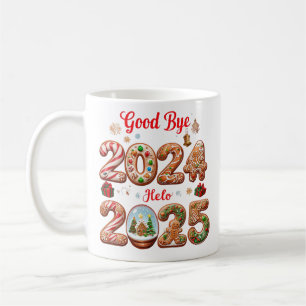 Goodbye 2024 Hello 2025 Happy New year Design Coffee Mug