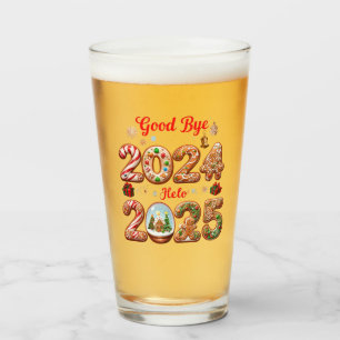Goodbye 2024 Hello 2025 Happy New year Design Glass