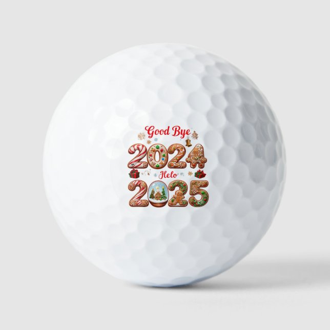 Goodbye 2024 Hello 2025 Happy New Year Design Golf Balls (Front)