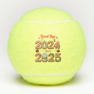 Goodbye 2024 Hello 2025 Happy New Year Design Tennis Balls