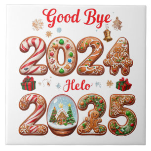 Goodbye 2024 Hello 2025 Happy New year Design Tile