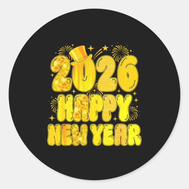 Goodbye 2025 Happy New Year 2026 Women Girl Kids  Classic Round Sticker (Front)