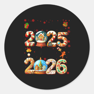 Goodbye 2025 Hello 2026 Christmas And Happy New Ye Classic Round Sticker
