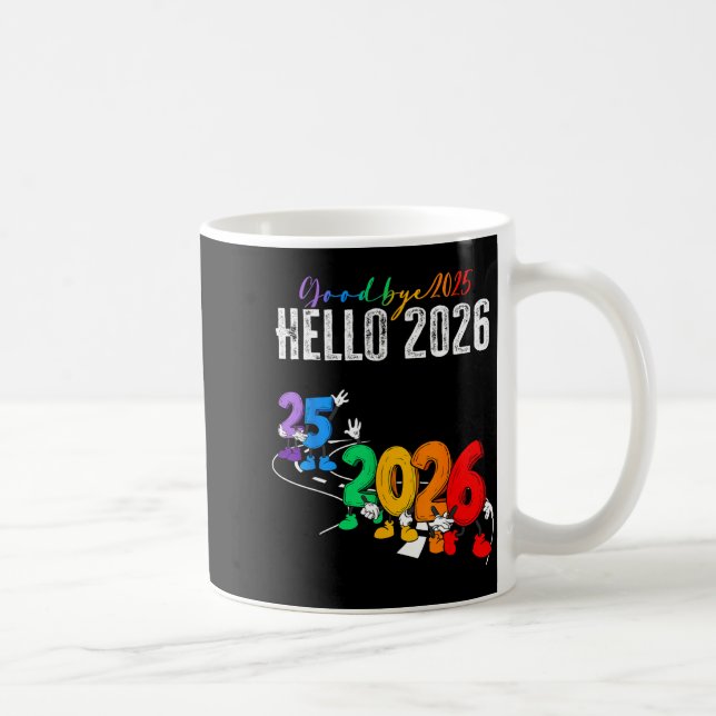 Goodbye 2025 Hello 2026 Funny Cartoon New Year Boy Coffee Mug (Right)