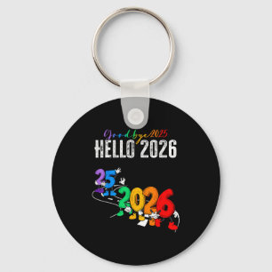 Goodbye 2025 Hello 2026 Funny Cartoon New Year Boy Key Ring