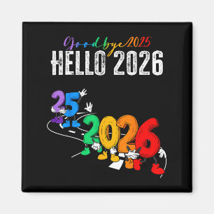 Goodbye 2025 Hello 2026 Funny Cartoon New Year Boy Magnet
