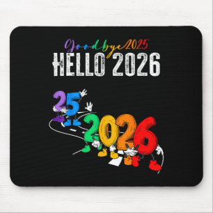 Goodbye 2025 Hello 2026 Funny Cartoon New Year Boy Mouse Mat