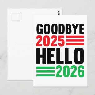 Goodbye 2025, Hello 2026: Happy New Year 2026 Postcard
