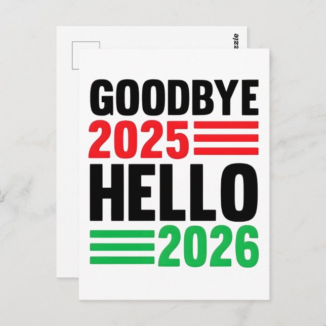 Goodbye 2025, Hello 2026: Happy New Year 2026 Postcard (Front/Back)