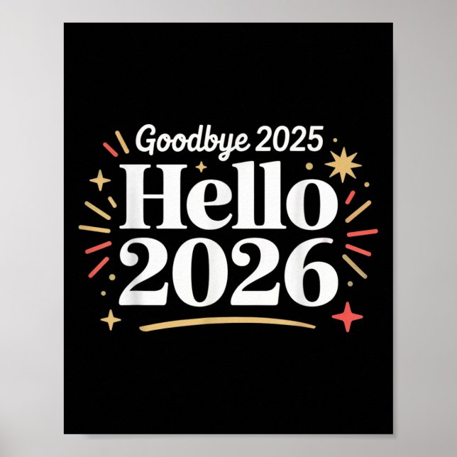 Goodbye 2025 Hello 2026 Happy New Year Confetti  Poster (Front)