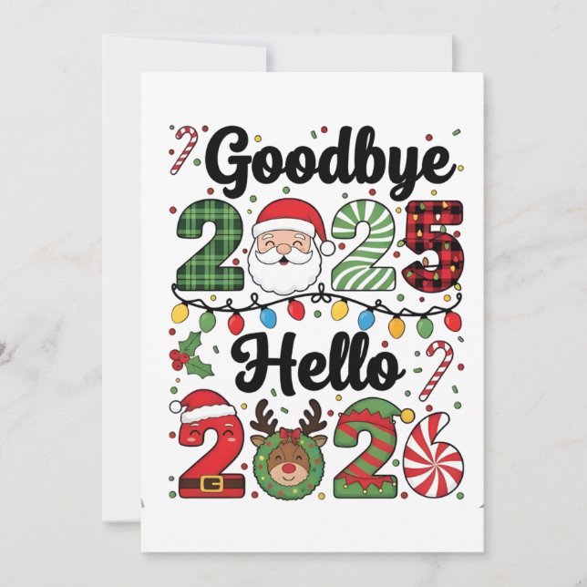 Goodbye 2025 Hello 2026 New Year Resolution   Card (Front)