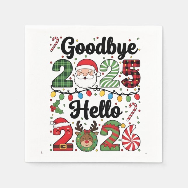 Goodbye 2025 Hello 2026 New Year Resolution   Napkin (Front)