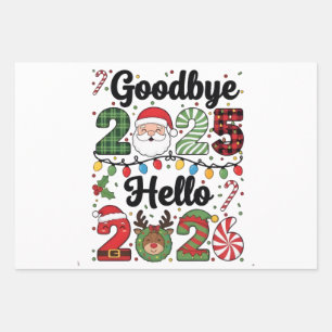 Goodbye 2025 Hello 2026 New Year Resolution Wrapping Paper Sheet