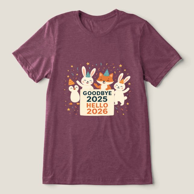 Goodbye 2025 Hello 2026 Unisex Holiday T-Shirt Tri-Blend Shirt (Design Front)