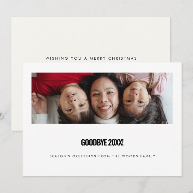 Goodbye 2025 Modern New Years photo Holiday Card (Front/Back)